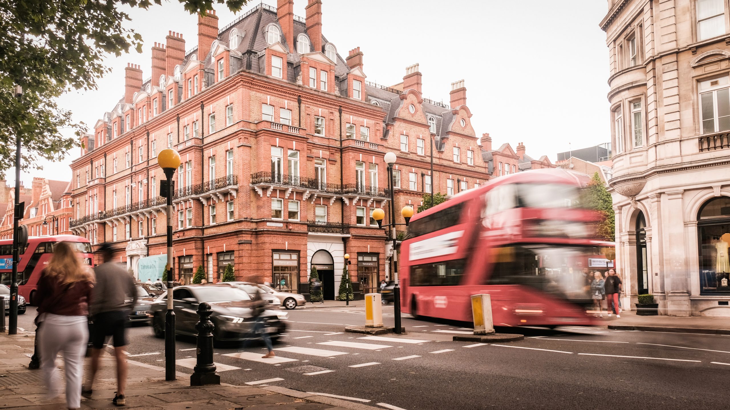 Motion blurred view of Sloane Square, an upmarket area of Chelsea / Knightsbridge.